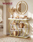 VASAGLE Five Tier Geometric Console Table with Curved Metal Frame – Marble White and Pale Gold