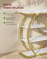 VASAGLE Five Tier Geometric Console Table with Curved Metal Frame – Marble White and Pale Gold