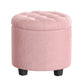 SONGMICS Vanity Stool, Round Ottoman with Storage, Velvet Upholstered Foot Stool – Jelly Pink