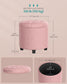 SONGMICS Vanity Stool, Round Ottoman with Storage, Velvet Upholstered Foot Stool – Jelly Pink