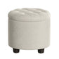 SONGMICS Vanity Stool, Round Ottoman with Storage, Velvet Upholstered Foot Stool – Cappuccino White