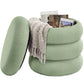 SONGMICS Round Storage Ottoman with Removable Lid Teddy Fleece Lime Green