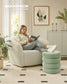 SONGMICS Round Storage Ottoman with Removable Lid Teddy Fleece Lime Green