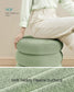 SONGMICS Round Storage Ottoman with Removable Lid Teddy Fleece Lime Green