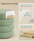 SONGMICS Round Storage Ottoman with Removable Lid Teddy Fleece Lime Green