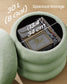 SONGMICS Round Storage Ottoman with Removable Lid Teddy Fleece Lime Green