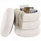 SONGMICS Round Storage Ottoman with Removable Lid Teddy Fleece Cappuccino White
