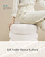 SONGMICS Round Storage Ottoman with Removable Lid Teddy Fleece Cappuccino White
