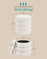 SONGMICS Round Storage Ottoman with Removable Lid Teddy Fleece Cappuccino White