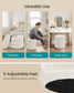 SONGMICS Round Storage Ottoman with Removable Lid Teddy Fleece Cappuccino White