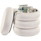 SONGMICS Round Storage Ottoman with Removable Lid Velvet Cappuccino – Cream White