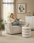 SONGMICS Round Storage Ottoman with Removable Lid Velvet Cappuccino – Cream White