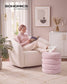 SONGMICS Round Storage Ottoman with Removable Lid Plush Fabric Pink