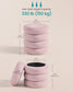 SONGMICS Round Storage Ottoman with Removable Lid Plush Fabric Pink