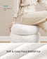 SONGMICS Round Storage Ottoman with Removable Lid Plush Fabric White