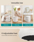 SONGMICS Round Storage Ottoman with Removable Lid Plush Fabric White