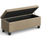 SONGMICS Storage Ottoman, 46.5 Inches Bedroom Bench, Solid Wood Legs Buttons Decoration