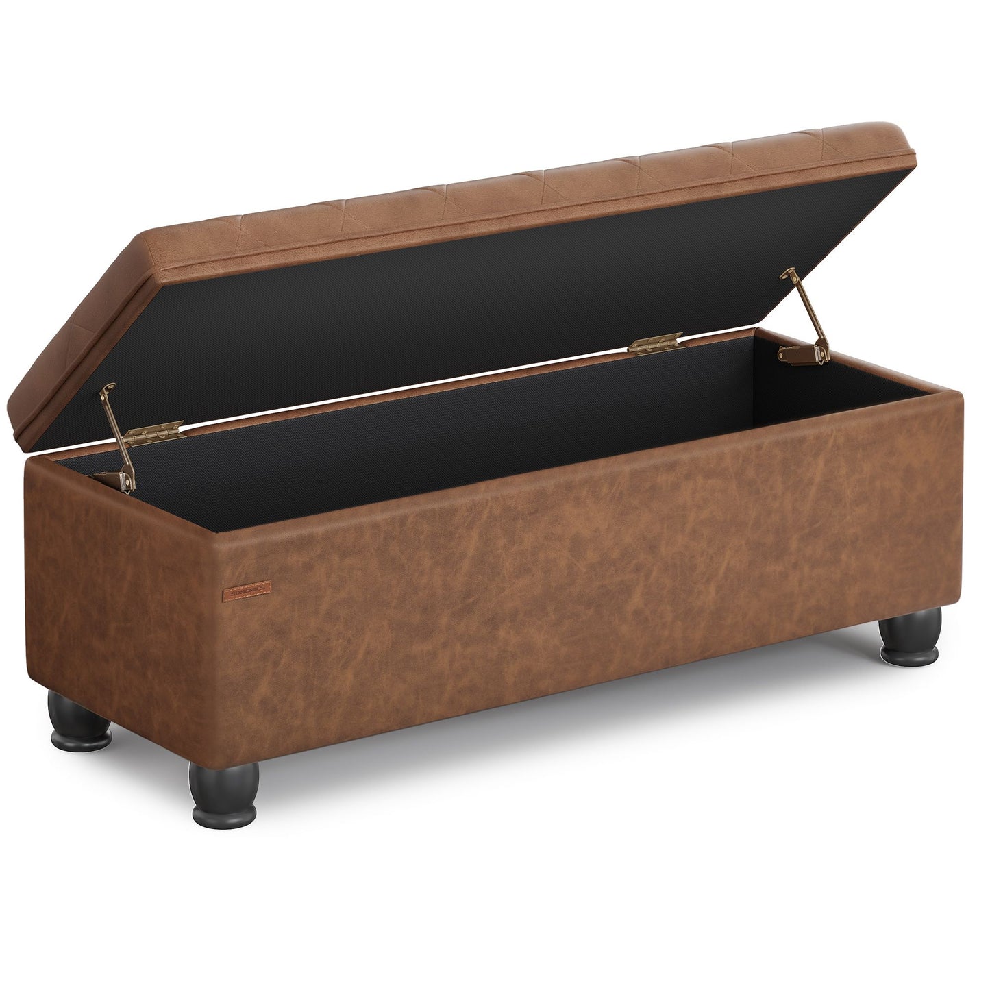SONGMICS Storage Ottoman, 46.5 Inches Long Bed End Stool, Solid Wood Legs Buttons Decoration | ULOM071K01