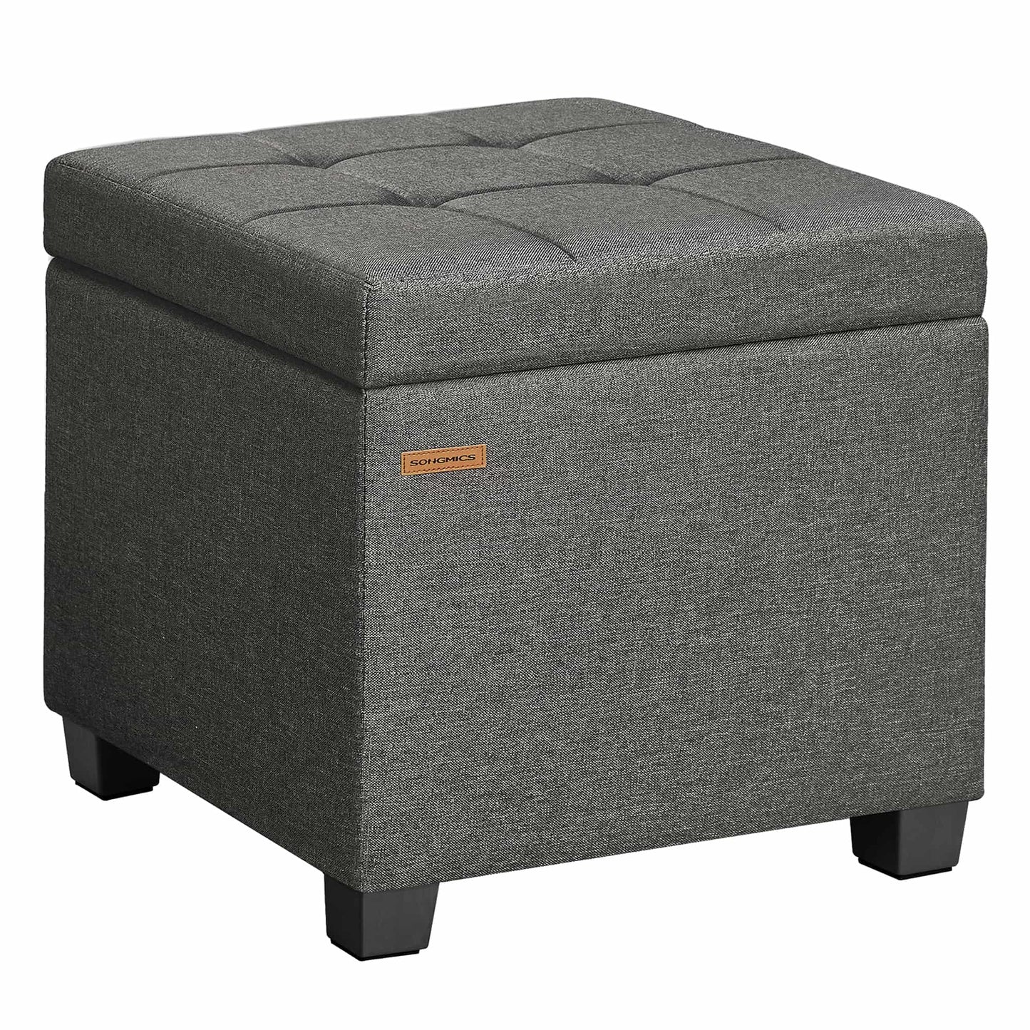 SONGMICS Linen Storage Ottoman with Lid – Slate Gray