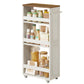 VASAGLE White and Tan Four Tier Slim Rolling Storage Cart – Rustic White, Honey Brown
