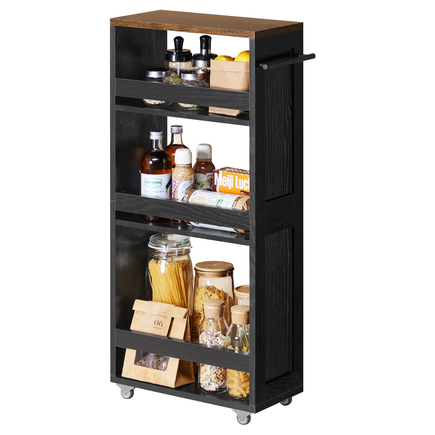 VASAGLE 4-Tier Slide-Out Storage Cart, Slim Kitchen Cart for Small Spaces | ULRC051K02