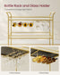 VASAGLE Bar Cart Gold, Large Home Bar Serving Cart with 3-Tier Mirrored Shelf, Wine Holders