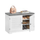VASAGLE Shoe Storage Bench with Cushion, 3-Tier Entryway Bench with Padded Seat – Cloud White, Dove Gray
