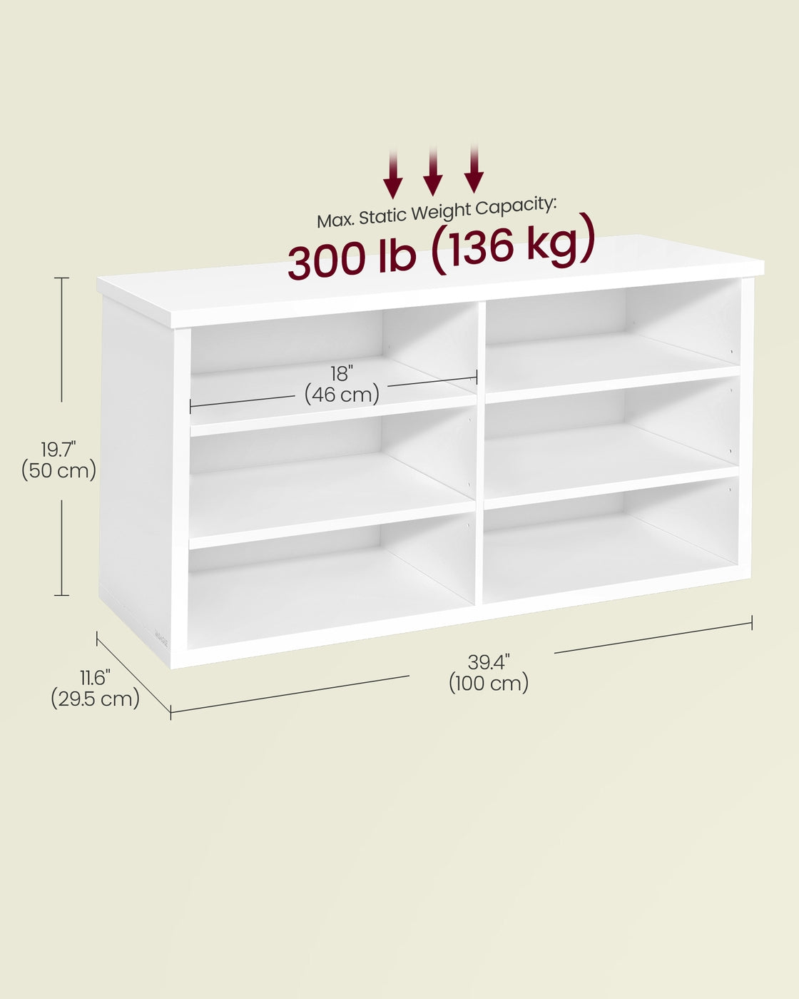 VASAGLE Liry Shoe Storage Bench Without Removable Cushion – Cloud White