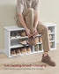 VASAGLE Liry Shoe Storage Bench Without Removable Cushion – Cloud White