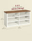 VASAGLE Liry Shoe Storage Bench Without Removable Cushion – Rustic White, Honey Brown