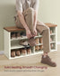 VASAGLE Liry Shoe Storage Bench Without Removable Cushion – Rustic White, Honey Brown