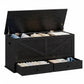 VASAGLE Farmhouse Storage Bench with Fabric Drawers – Ebony Black