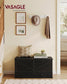 VASAGLE Farmhouse Storage Bench with Fabric Drawers – Ebony Black