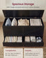 VASAGLE Farmhouse Storage Bench with Fabric Drawers – Ebony Black