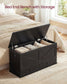 VASAGLE Farmhouse Storage Bench with Fabric Drawers – Ebony Black