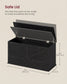 VASAGLE Farmhouse Storage Bench with Fabric Drawers – Ebony Black
