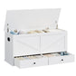 VASAGLE Farmhouse Storage Bench with Fabric Drawers – Cloud White