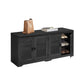 VASAGLE Shoe Storage Bench with Cushioned Seat, Doors and Adjustable Shelves – Charcoal Gray, Ink Black