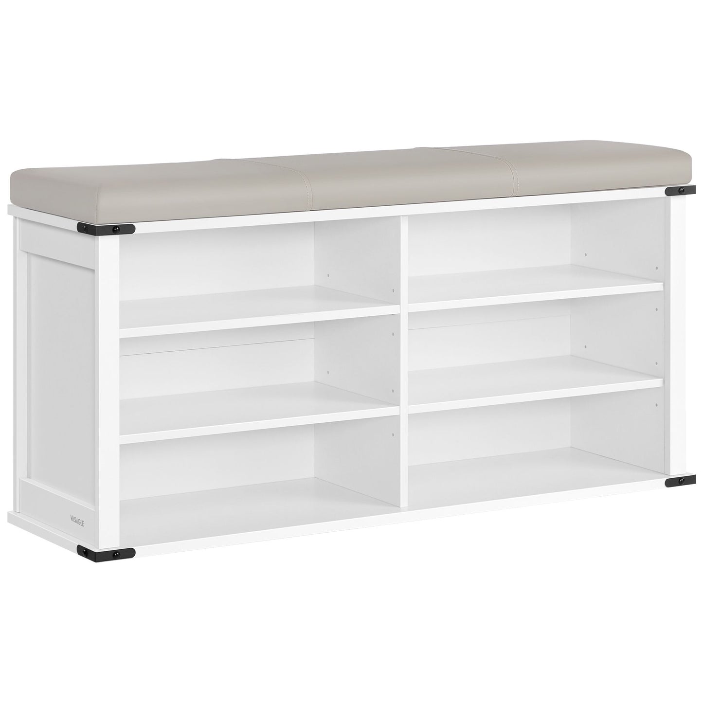 VASAGLE Shoe Storage Bench with Removable Cushion and Shelves – Cloud White
