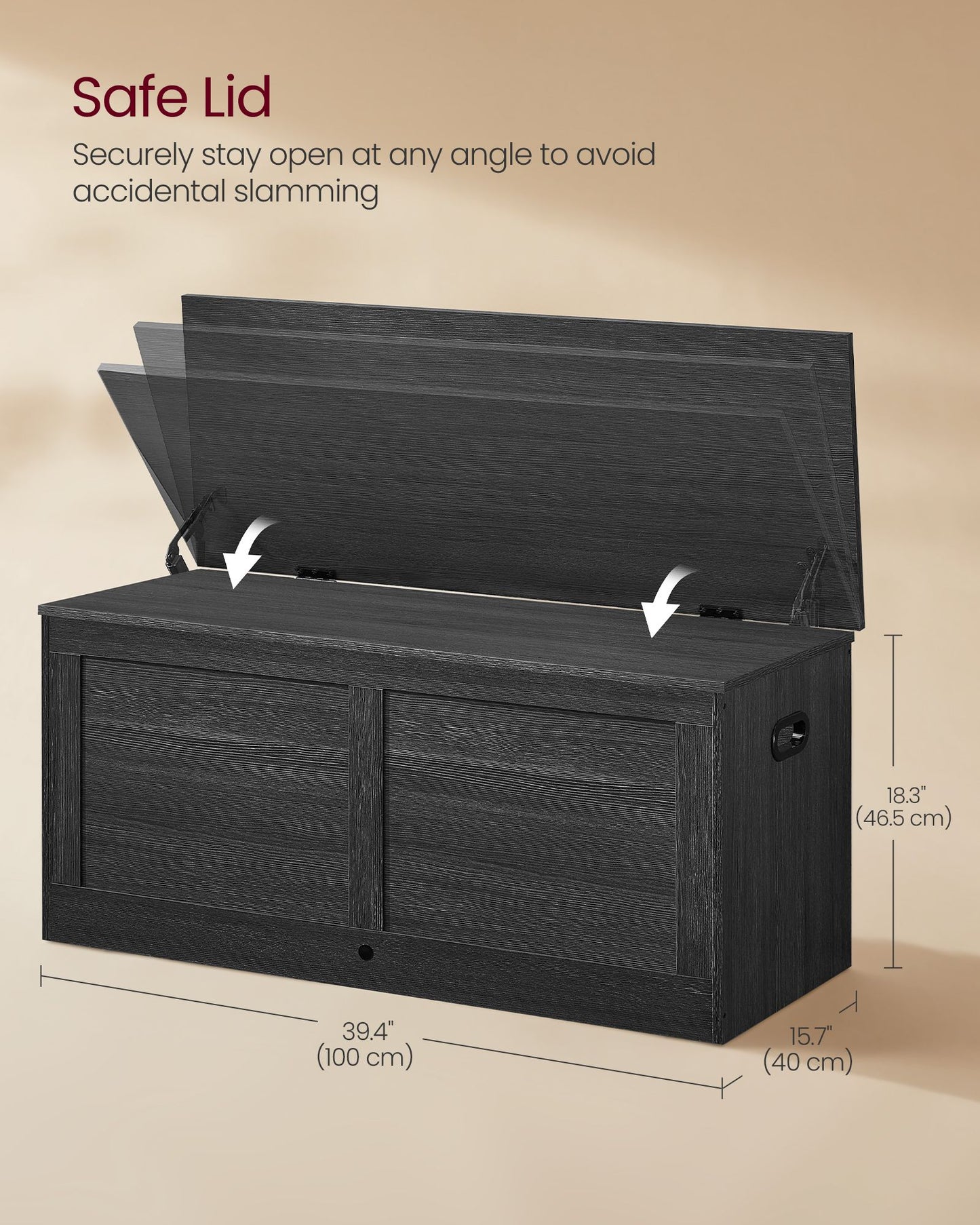VASAGLE Charcoal Gray Storage Chest Shoe Bench with Safety Hinges