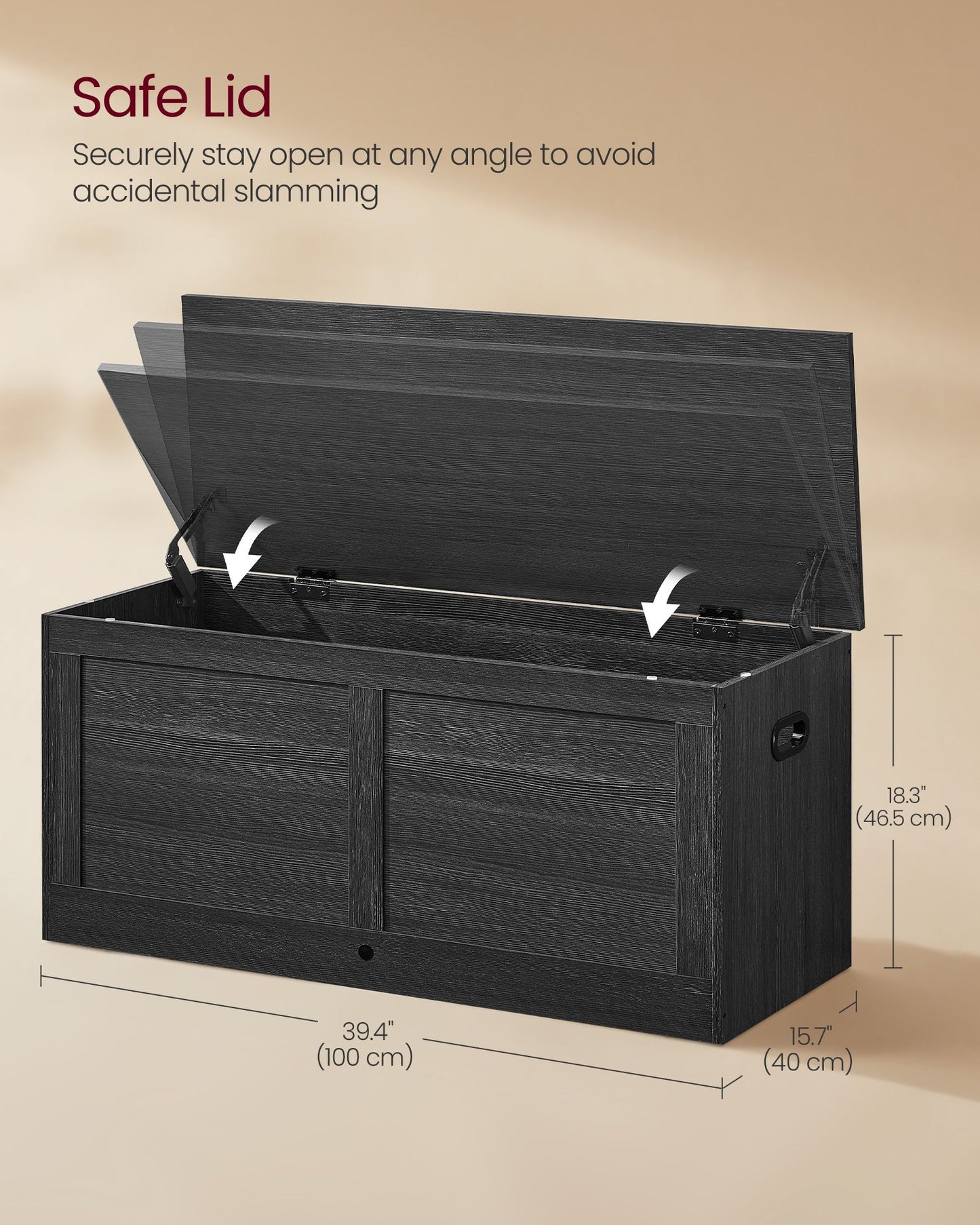 VASAGLE Charcoal Gray Storage Chest Shoe Bench with Safety Hinges