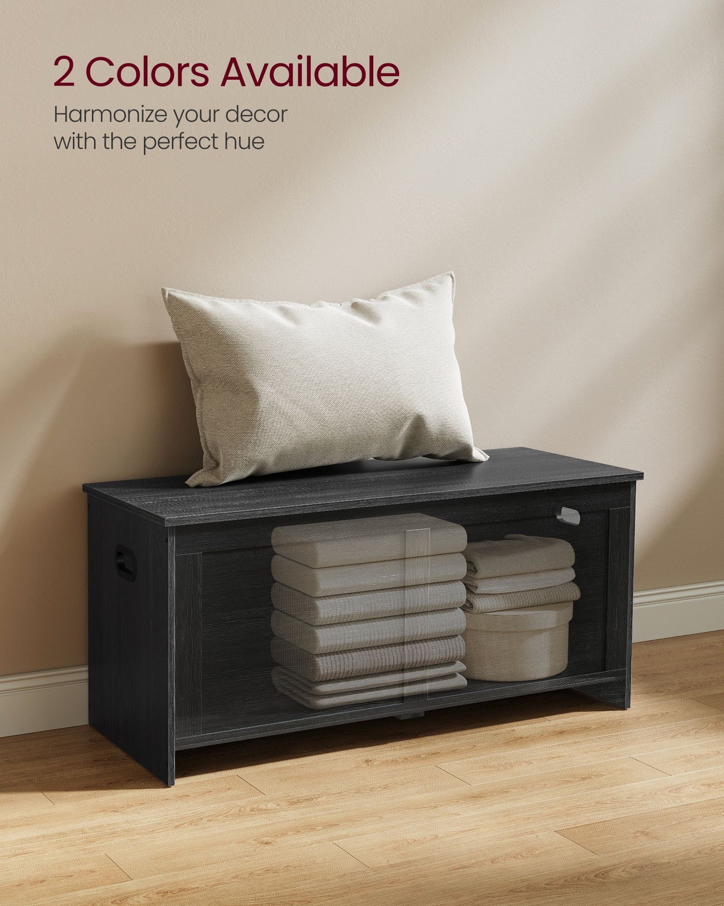 VASAGLE Charcoal Gray Storage Chest Shoe Bench with Safety Hinges