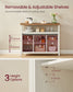 VASAGLE Buffet Cabinet, Coffee Bar Storage Cabinet – Rustic White, Honey Brown