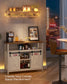 VASAGLE Buffet Cabinet, Coffee Bar Storage Cabinet – Rustic White, Honey Brown