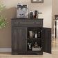 VASAGLE Farmhouse Coffee Bar Cabinet with Drawer and Adjustable Shelves – Taupe Brown