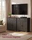 VASAGLE Farmhouse Coffee Bar Cabinet with Drawer and Adjustable Shelves – Taupe Brown