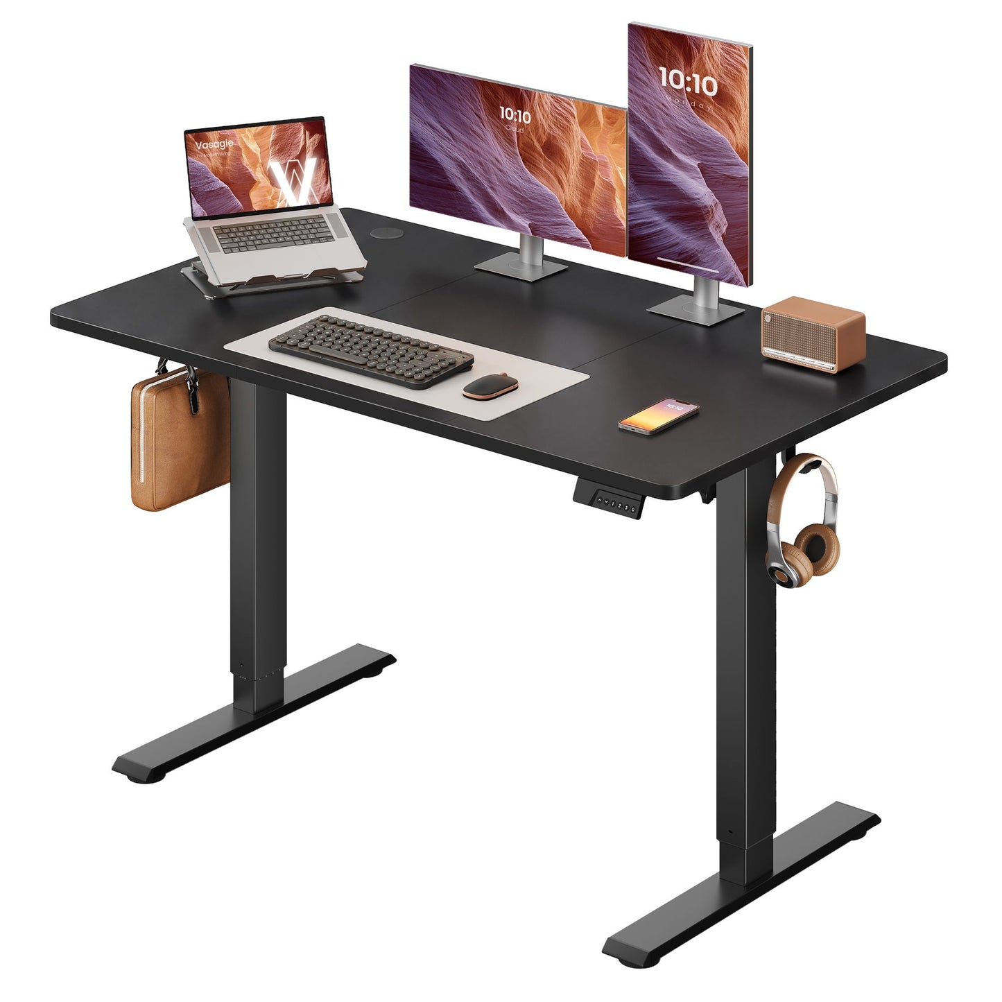 VASAGLE Standing Desk, 48X24 Inch Electric Adjustable Desk – Ink Black