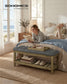 SONGMICS Storage Ottoman, Solid Wood Frame, 15.7 X 42.9 X 17.7 Inches, Slate Gray