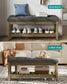 SONGMICS Storage Ottoman, Solid Wood Frame, 15.7 X 42.9 X 17.7 Inches, Slate Gray