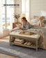 SONGMICS Storage Ottoman, Solid Wood Frame, 15.7 X 42.9 X 17.7 Inches, Summer Sand